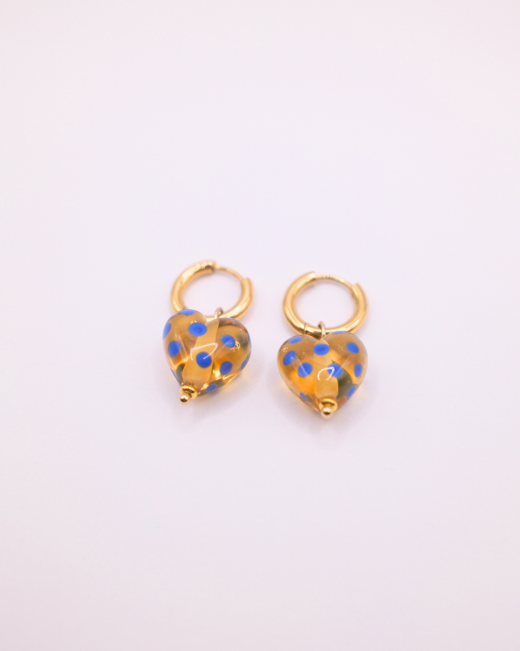 Jolene Polka Dot Heart Hoops - Amber