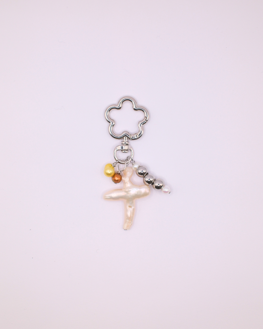 Flower Keyring - Pearl Cross