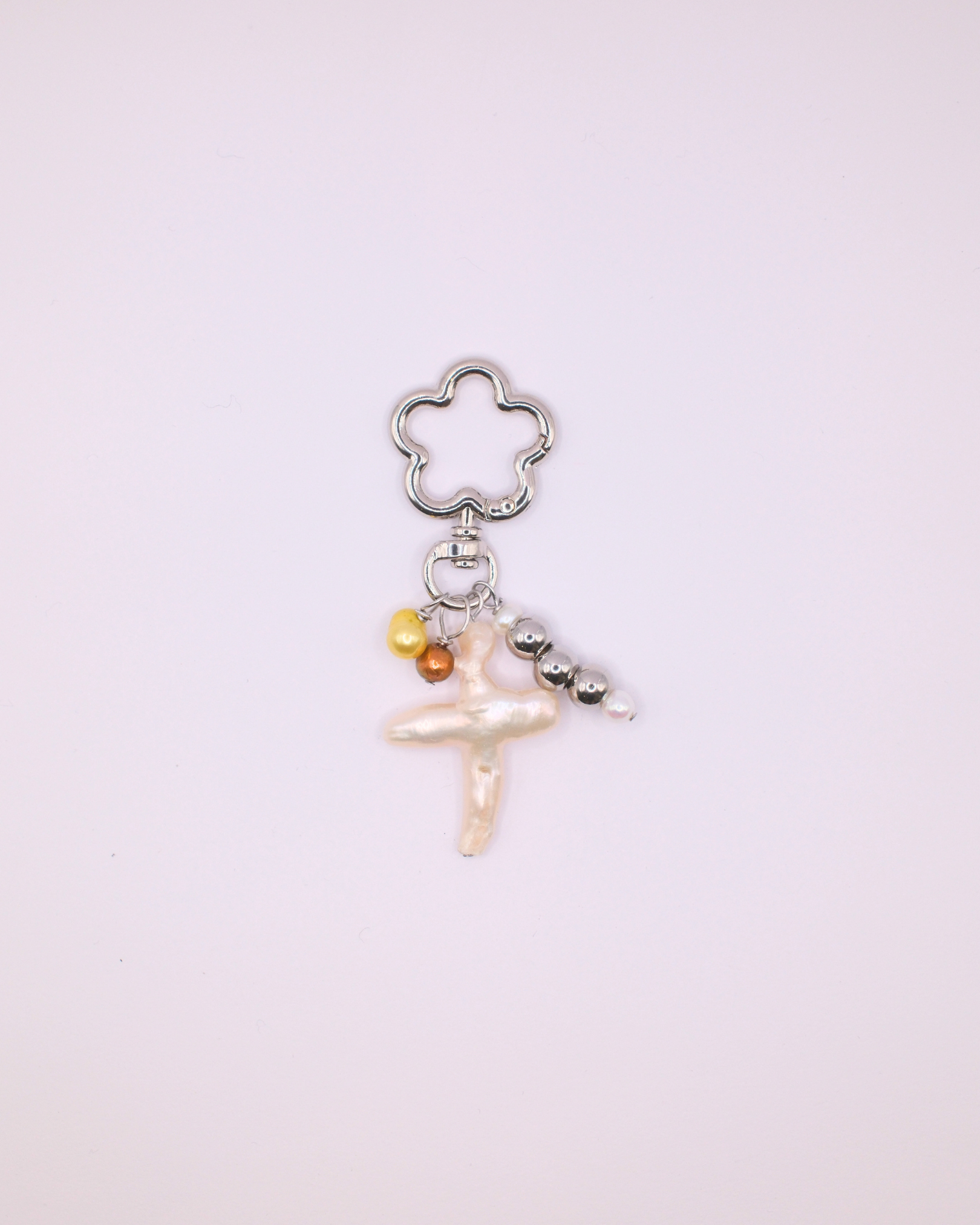 Flower Keyring - Pearl Cross