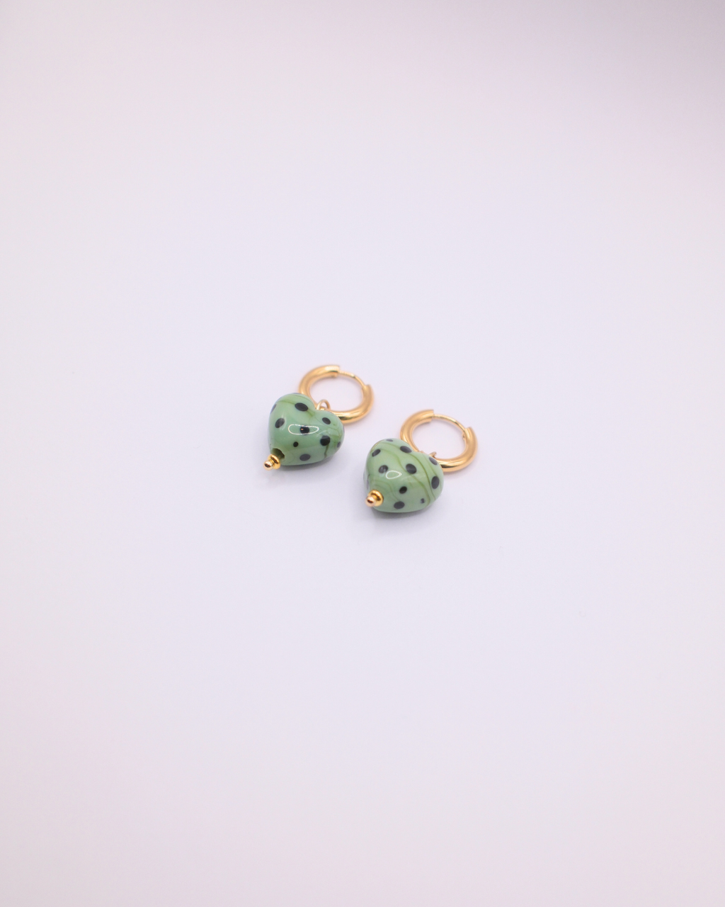 Jolene Polka Dot Heart Hoops - Green