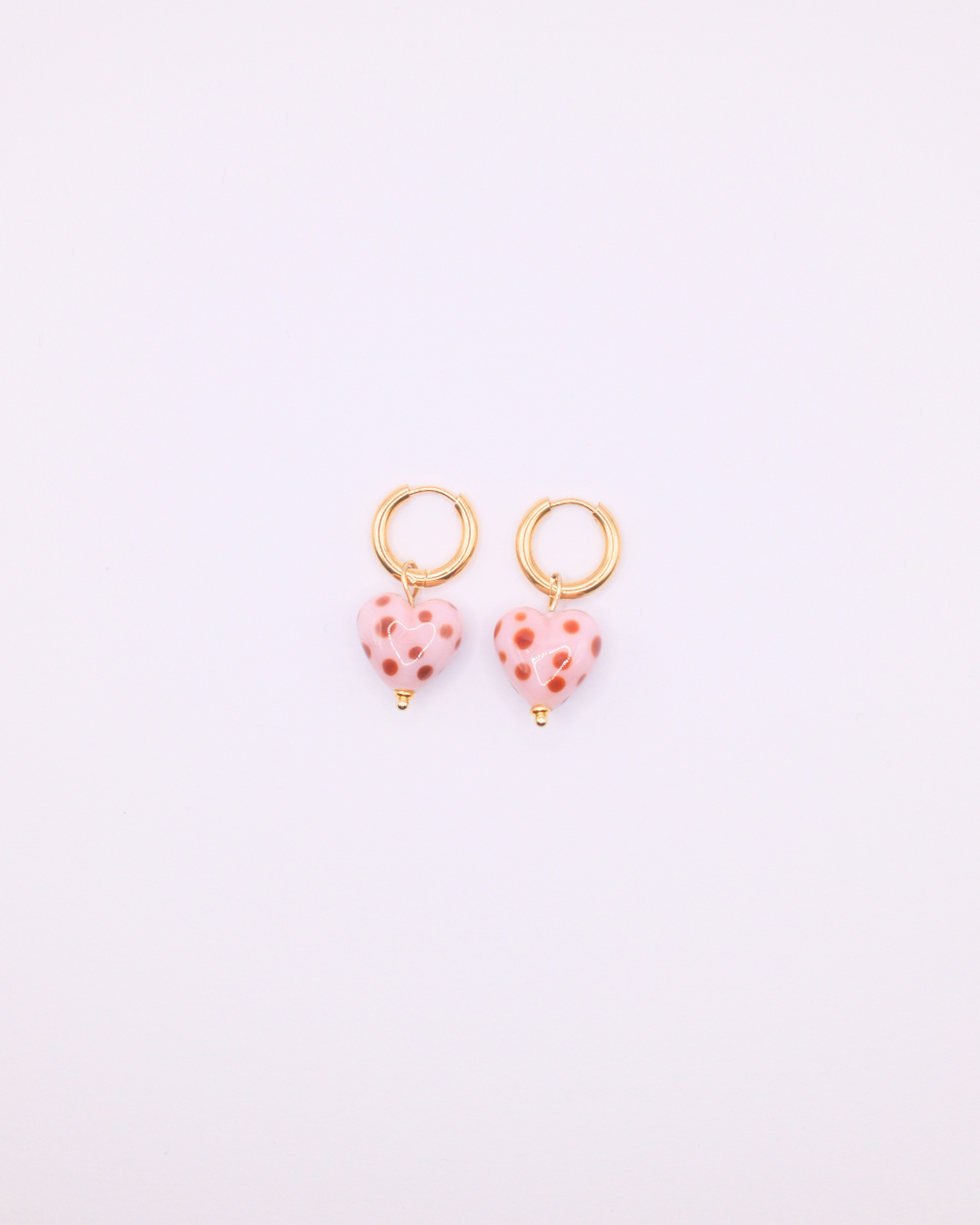 Jolene Polka Dot Heart Hoops - Pink