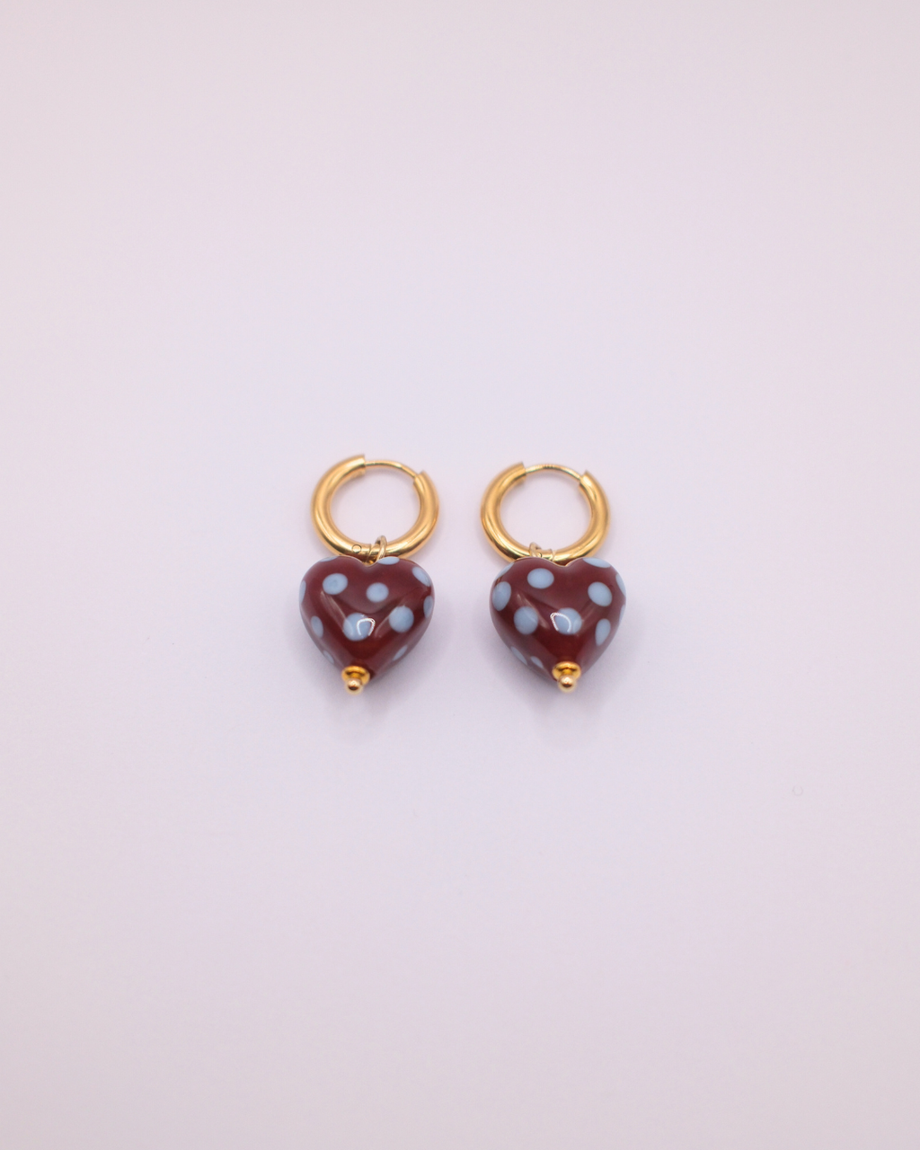 Jolene Polka Dot Heart Hoops - Red