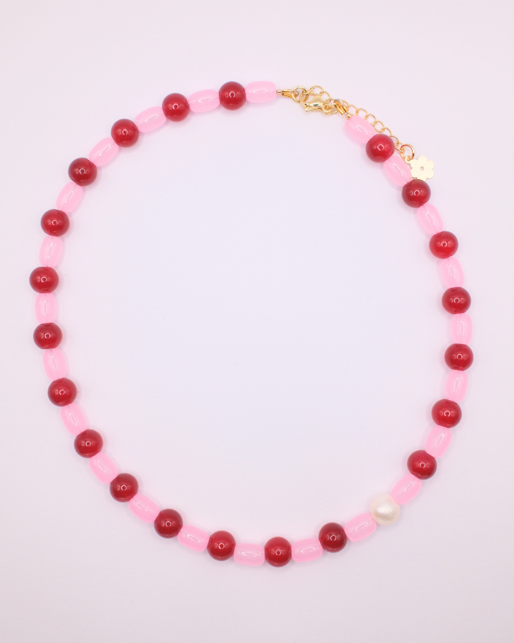 Zoe Bead Necklace - Pink and Red