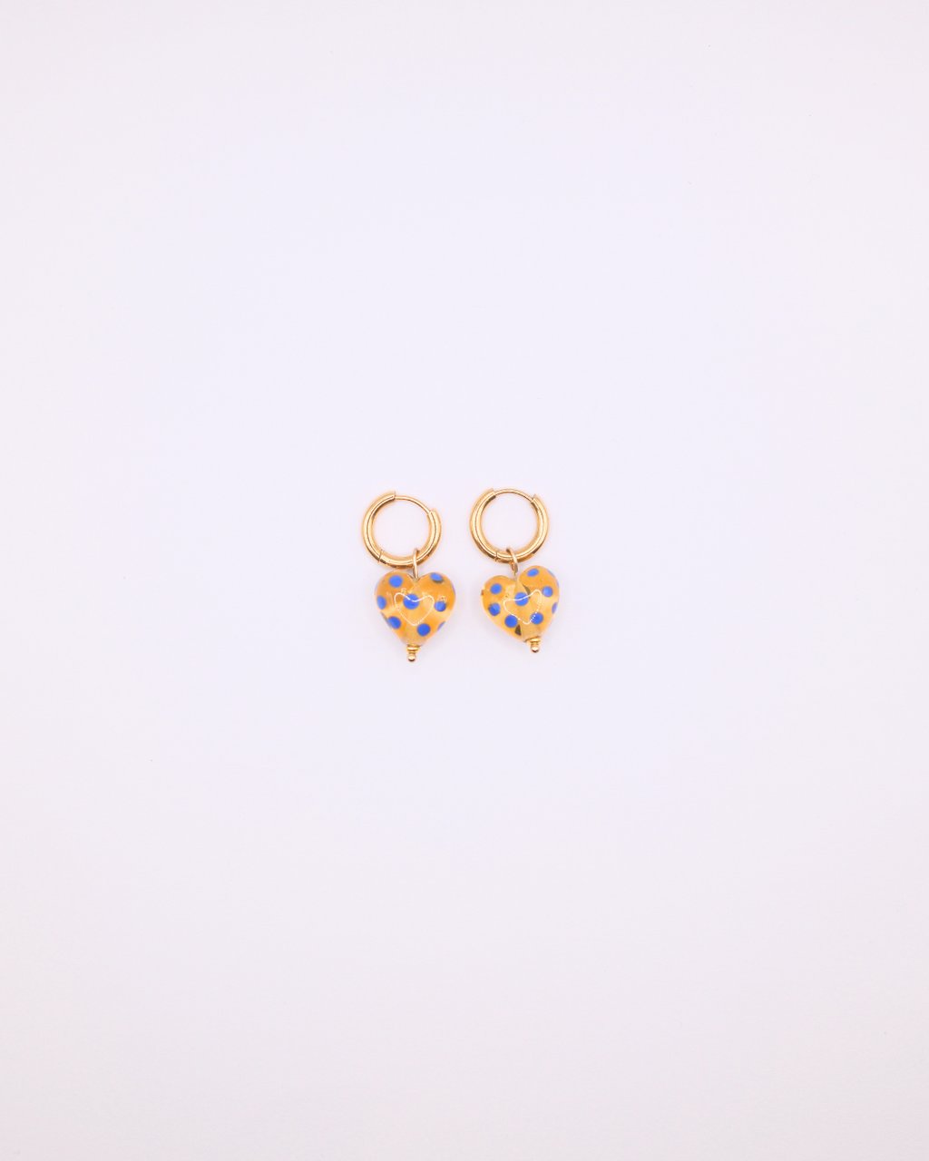 Jolene Polka Dot Heart Hoops - Amber