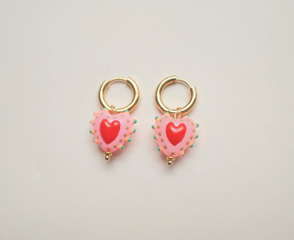 Hayley Heart Earrings - Pink