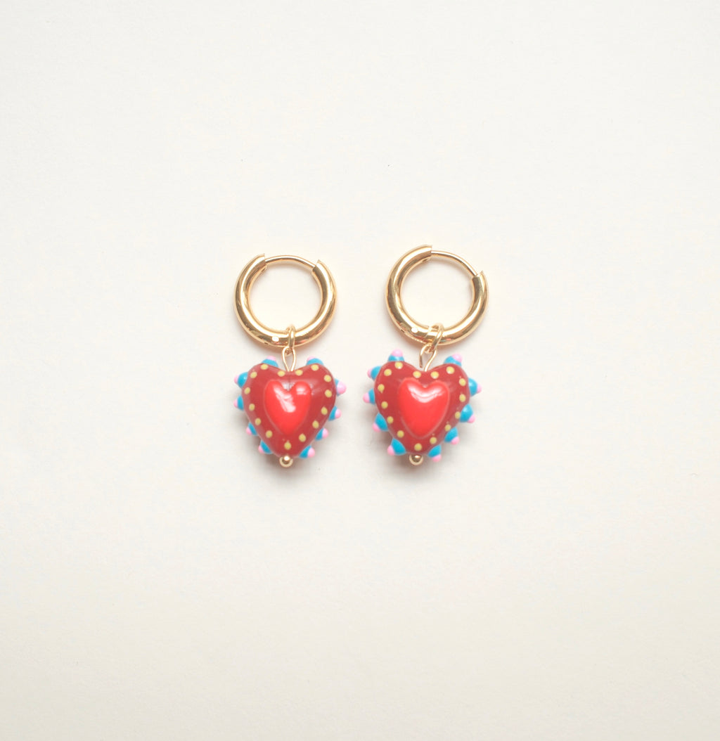 Hayley Heart Earrings - Maroon