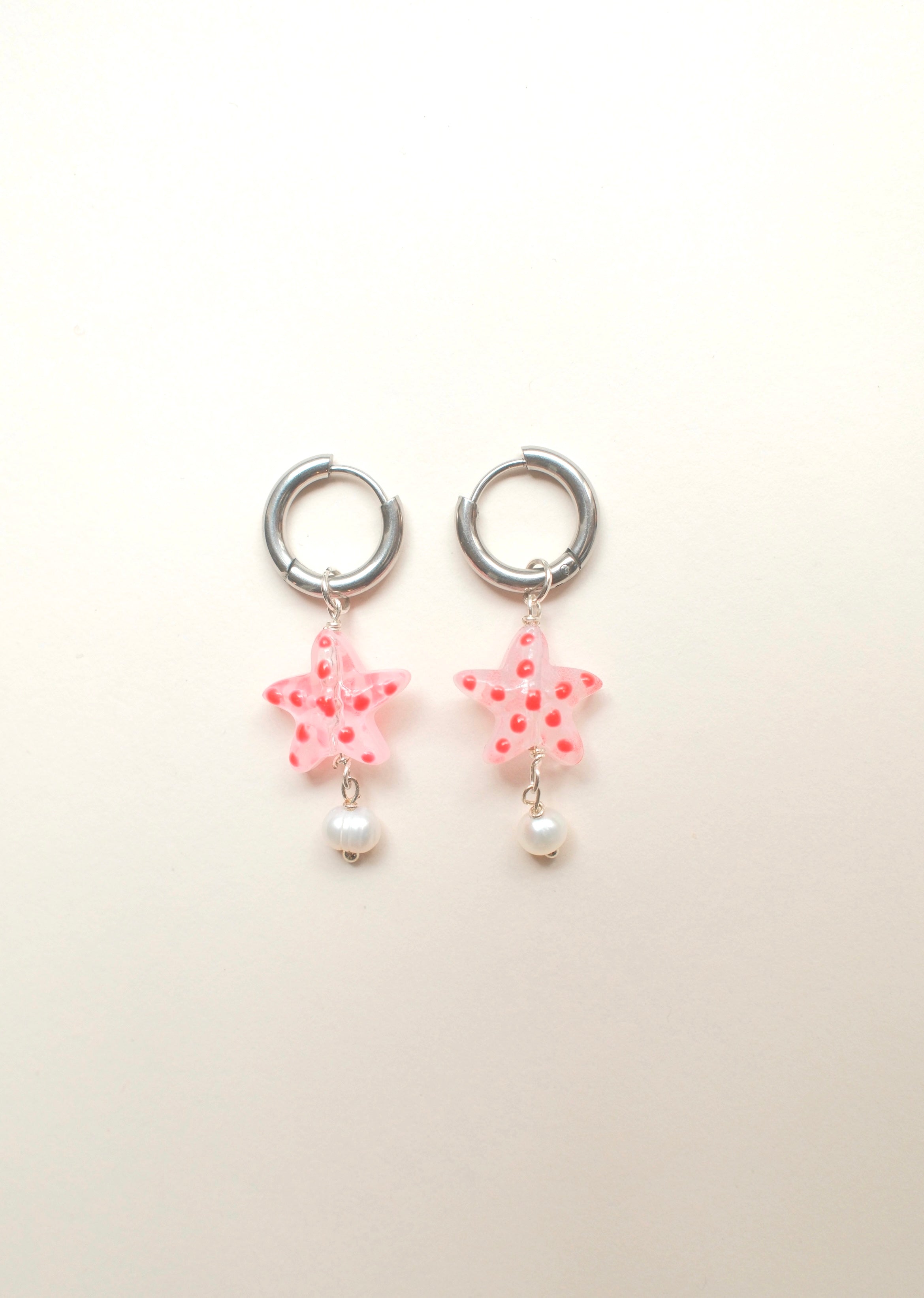 Starfish Earrings with Pearl - Pink