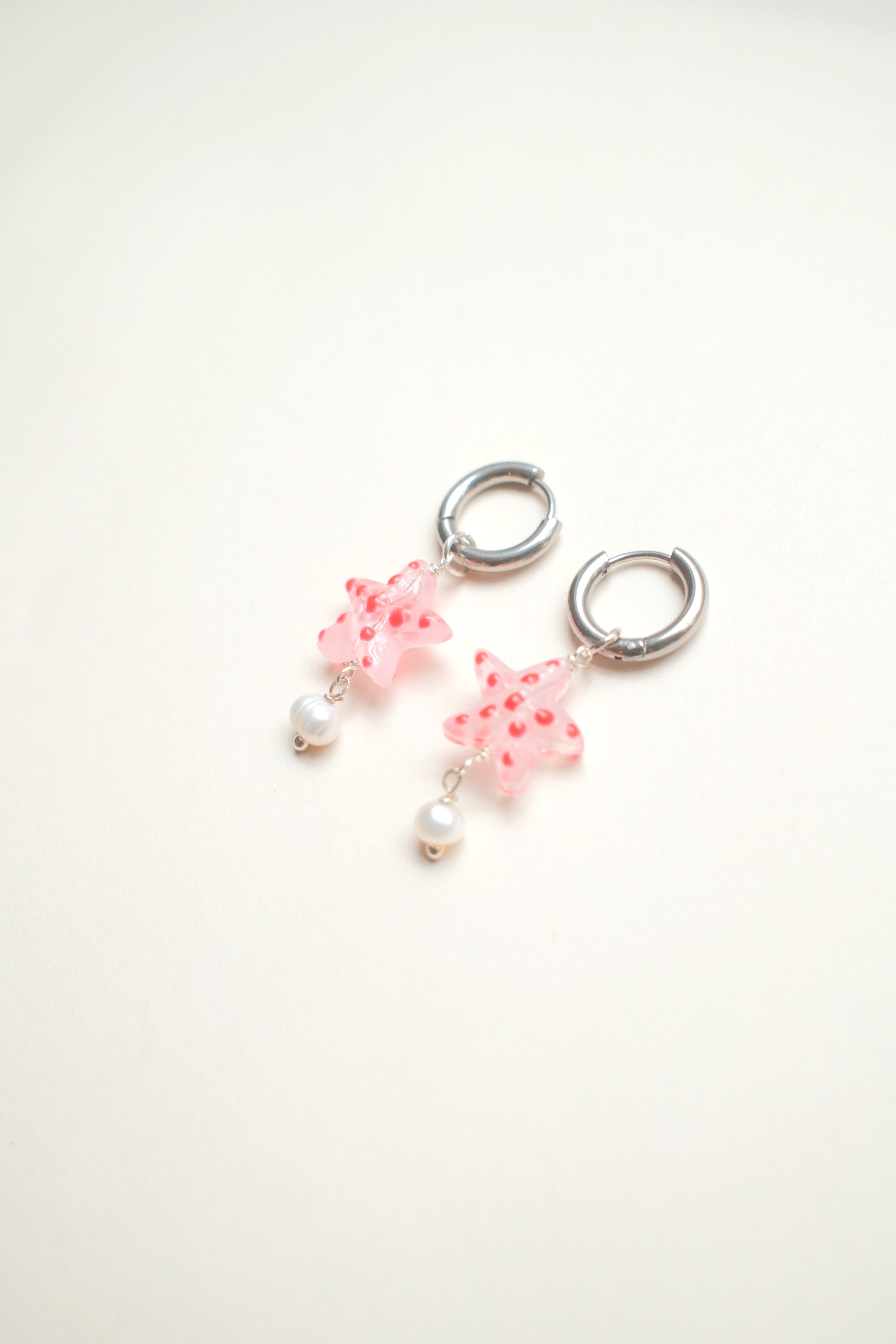 Starfish Earrings with Pearl - Pink