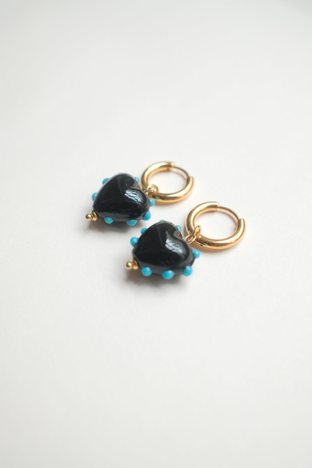 Pippa Heart Earrings - Black