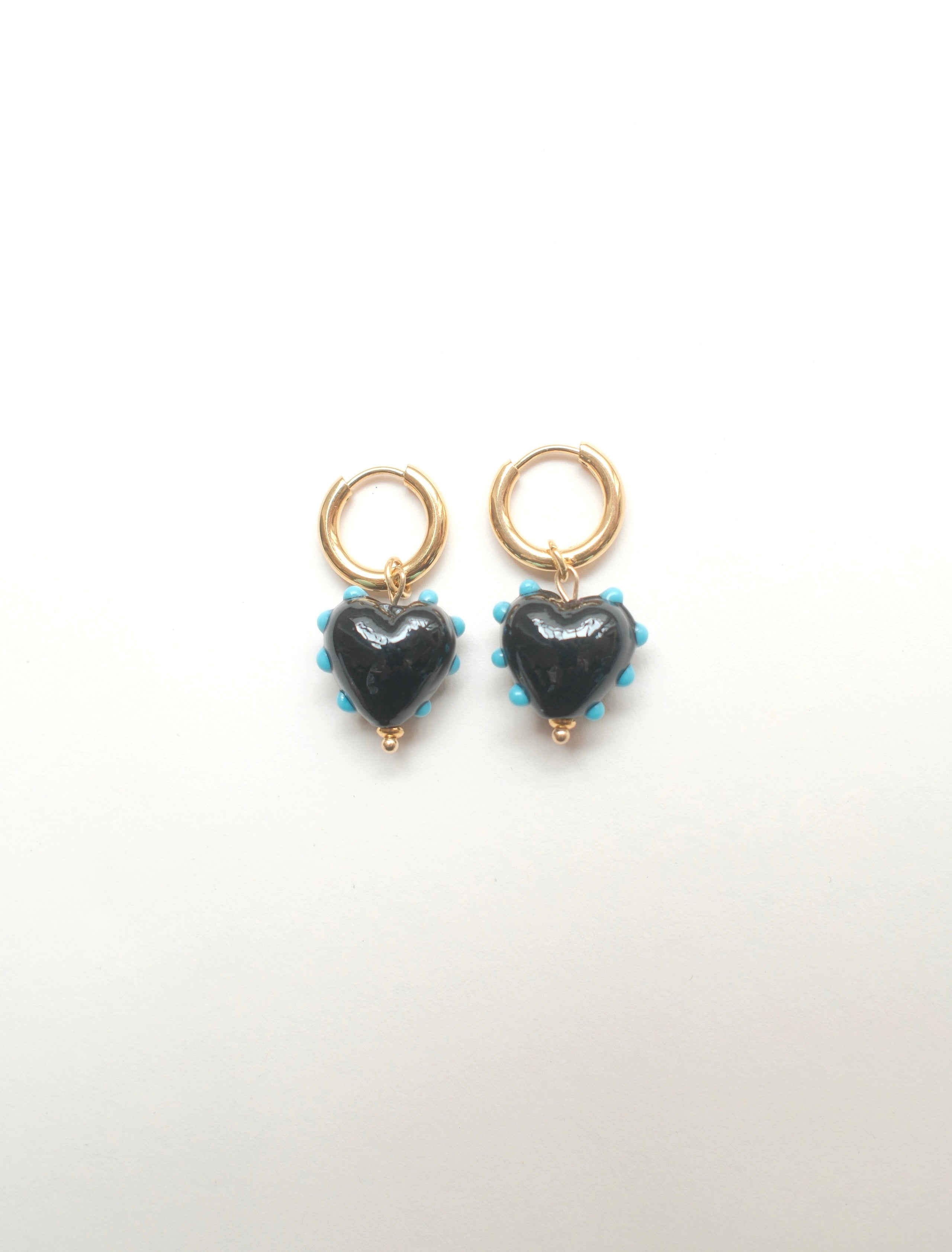Pippa Heart Earrings - Black