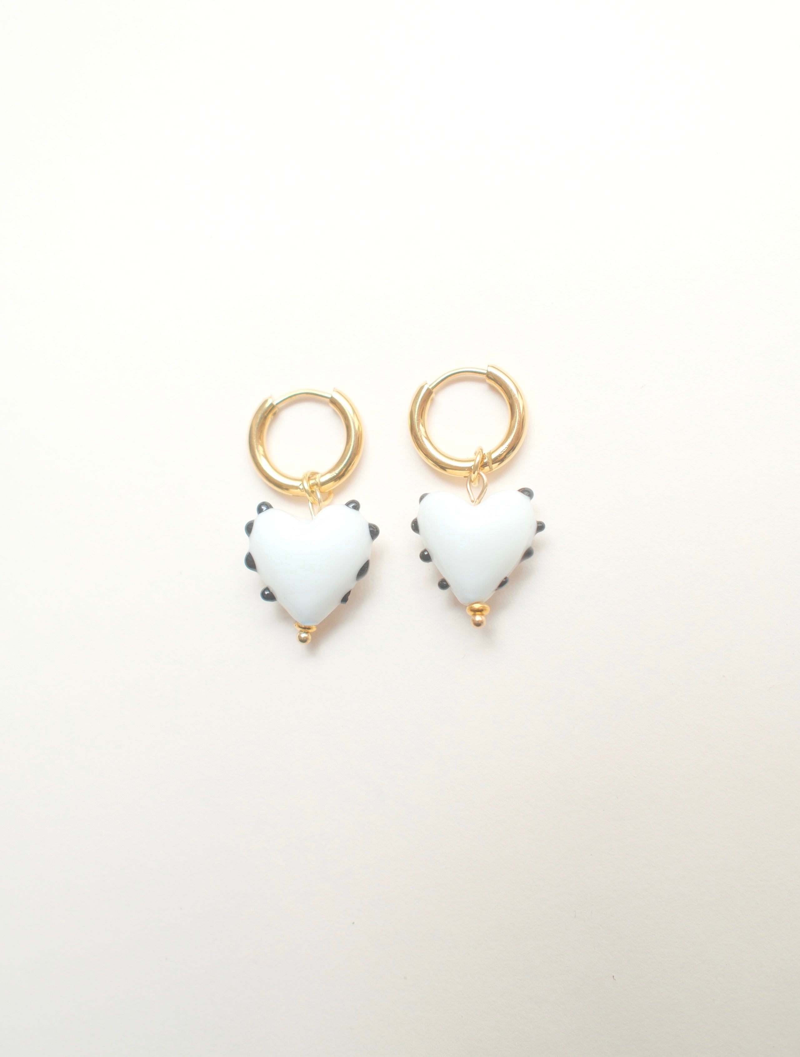 Pippa Heart Earrings - White