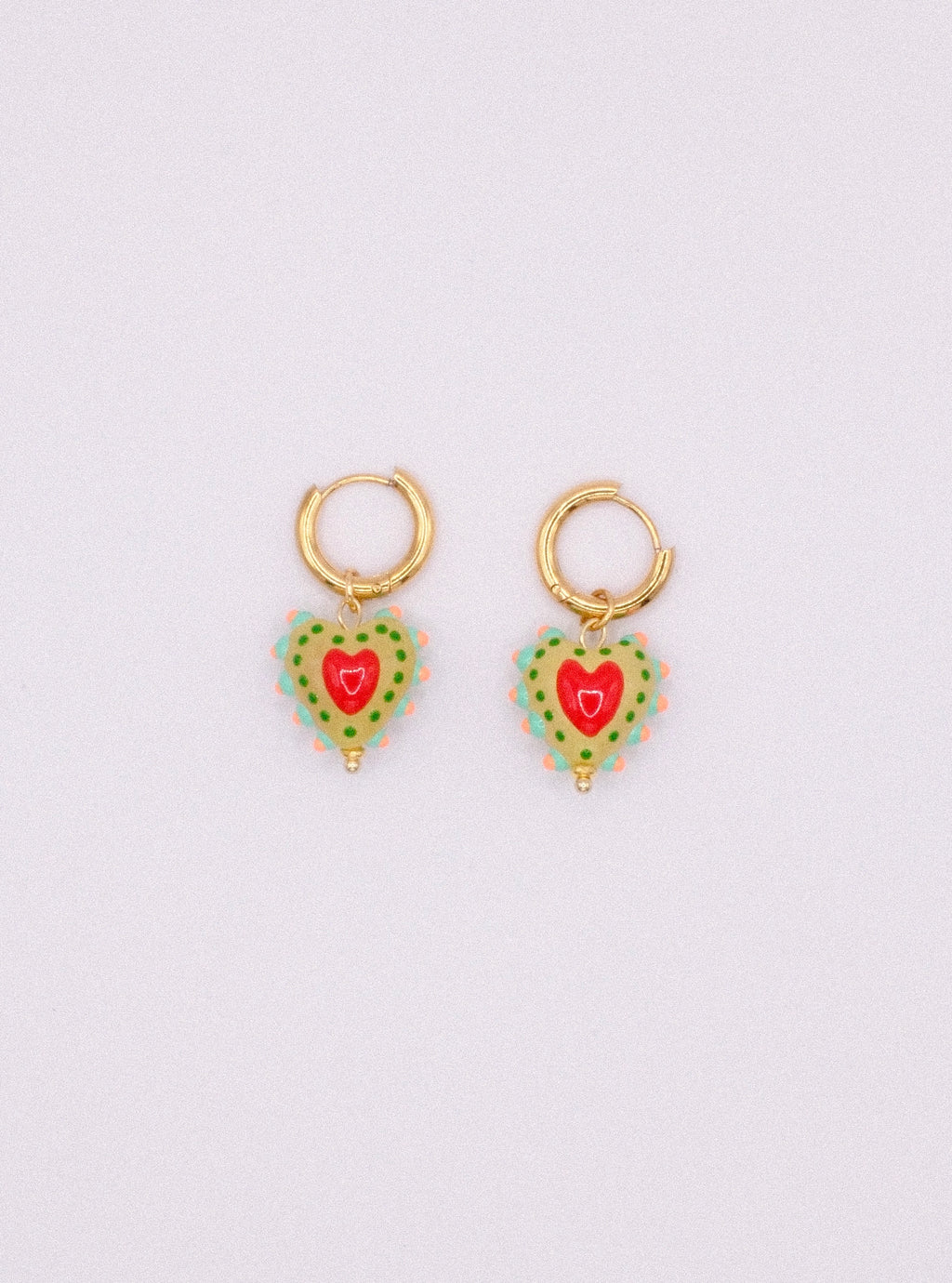 Hayley Heart Earrings - Green