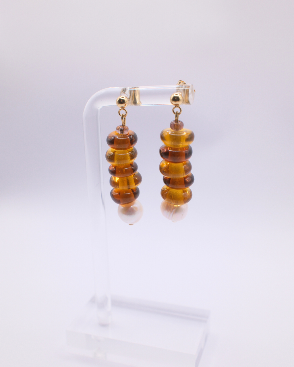 Glass Stack Pearl Earrings