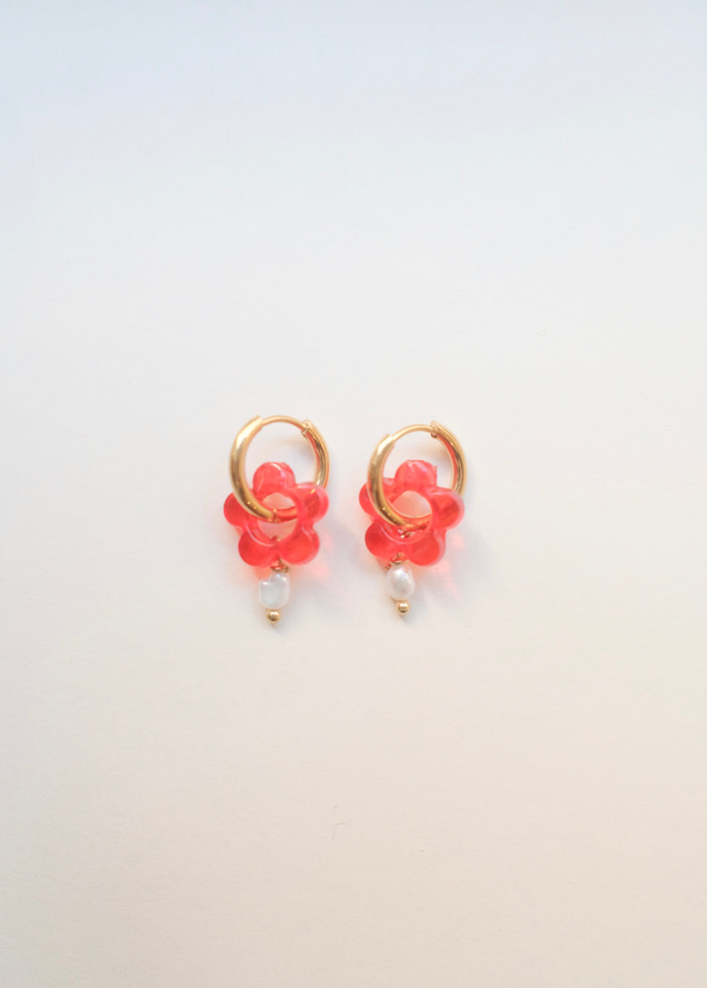 Flower Pearl Hoop Earrings
