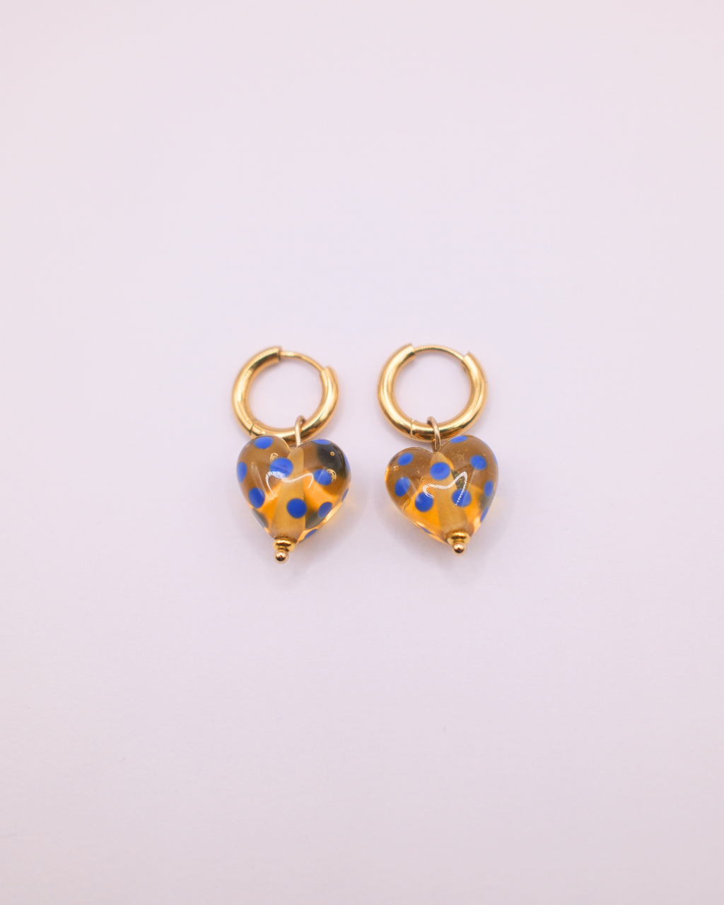 Jolene Polka Dot Heart Hoops - Amber