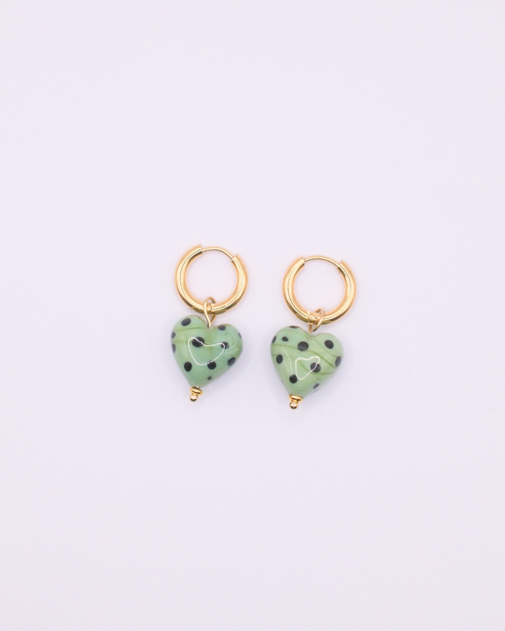 Jolene Polka Dot Heart Hoops - Green