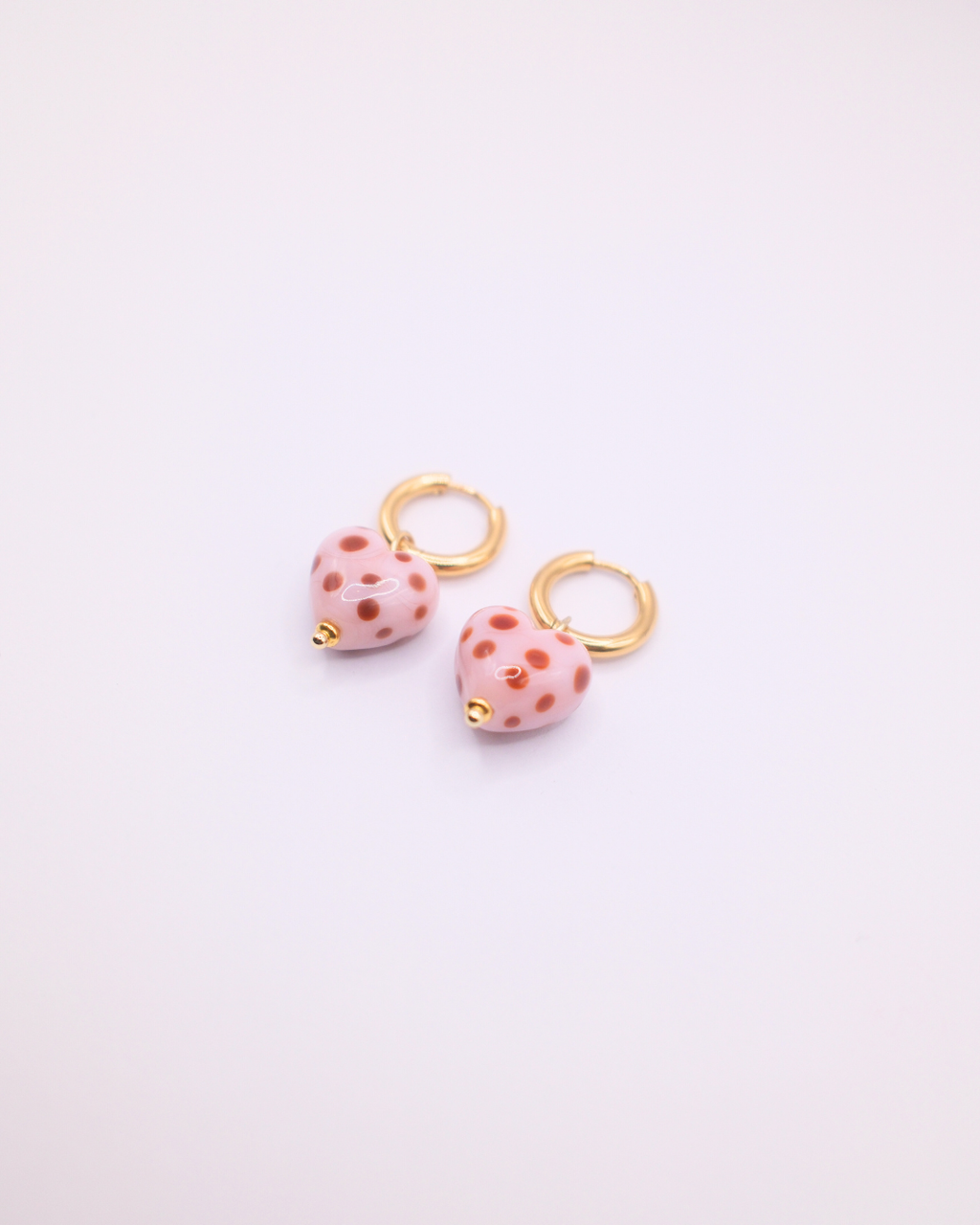 Jolene Polka Dot Heart Hoops - Pink