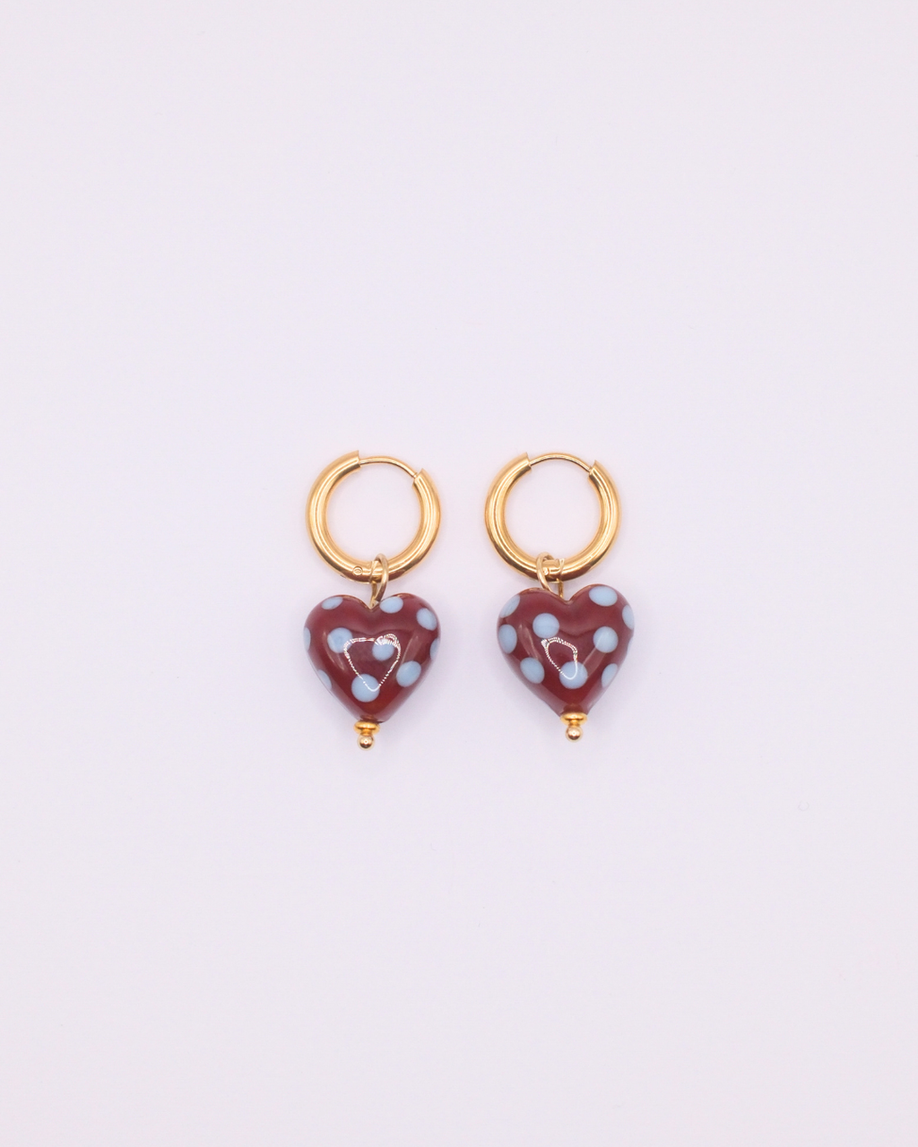 Jolene Polka Dot Heart Hoops - Red