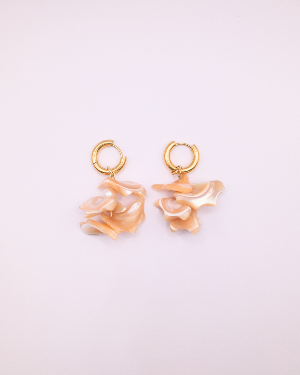 Shell and pearl hoop earrings
