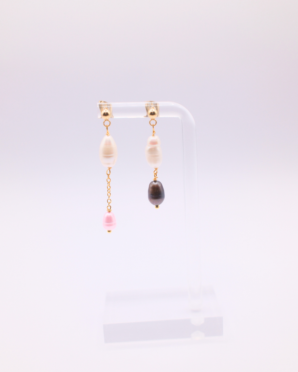 asymmetric pearl chain earrings